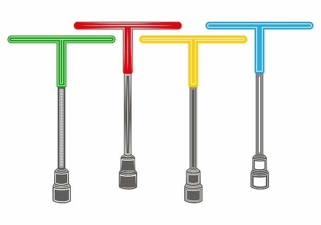 Set T handle socket wrench icon symbol Automotive wrench design vector Illustration