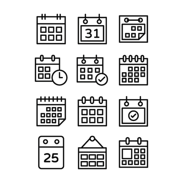 Set Of Table Calendar Icons