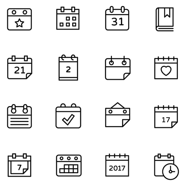 Set Of Table Calendar Icons