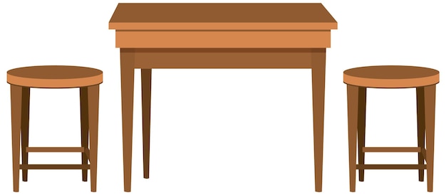 Vector set of table and chair isolated