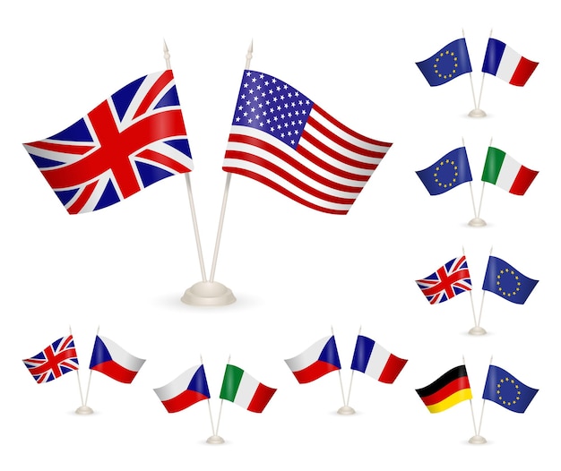 Vector set table stand with flags