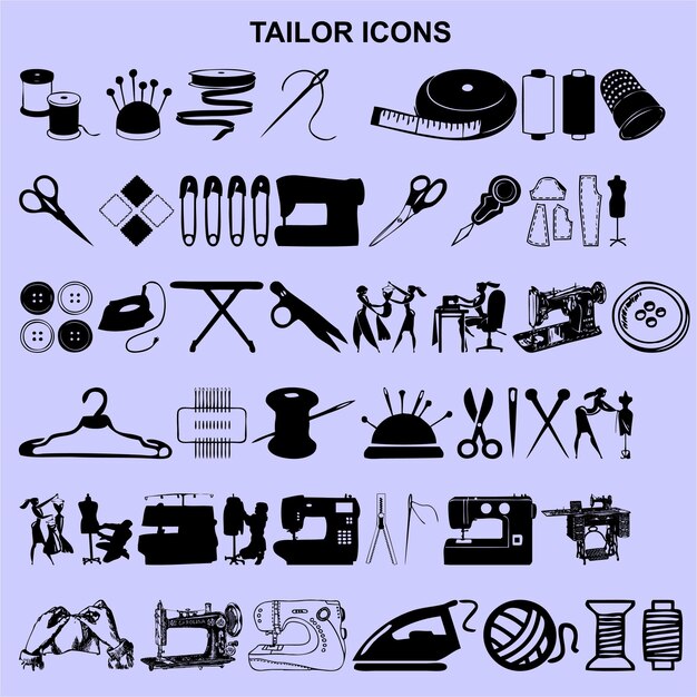 Vector set of tailor icons black vector