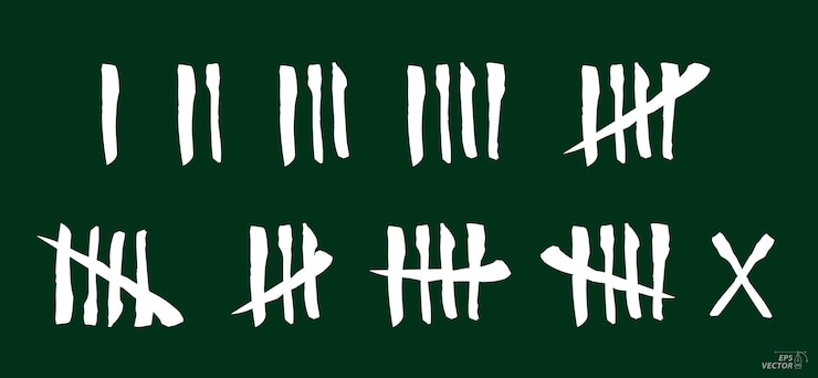 Vector set of tally mark count lines isolated 3d illustration