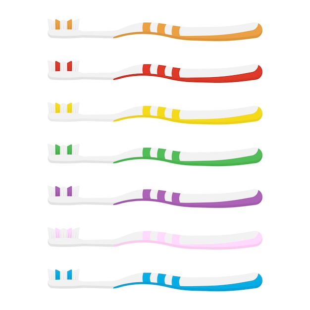 Set tandenborstel geïsoleerd op witte achtergrond vector illustratie