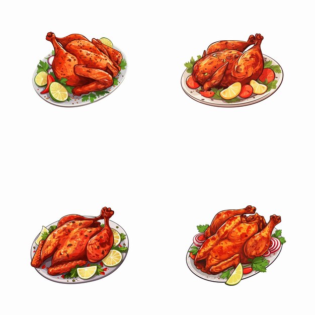 Vector set of tandoori vector illustrations