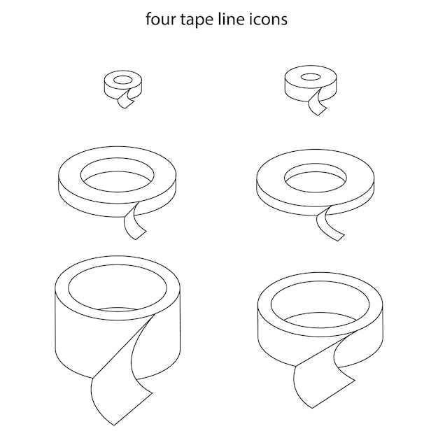 테이프 라인 아이콘 세트