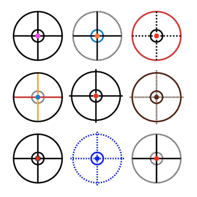 Set of target aim icons Set of sight gun vector icon Modern target illustration crosshair symbols