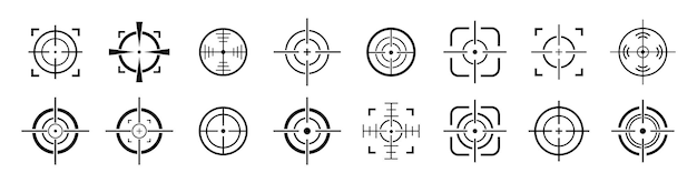 Set of target icons precision target icons bullseye focus crosshair reticle viewfinder sharpsh