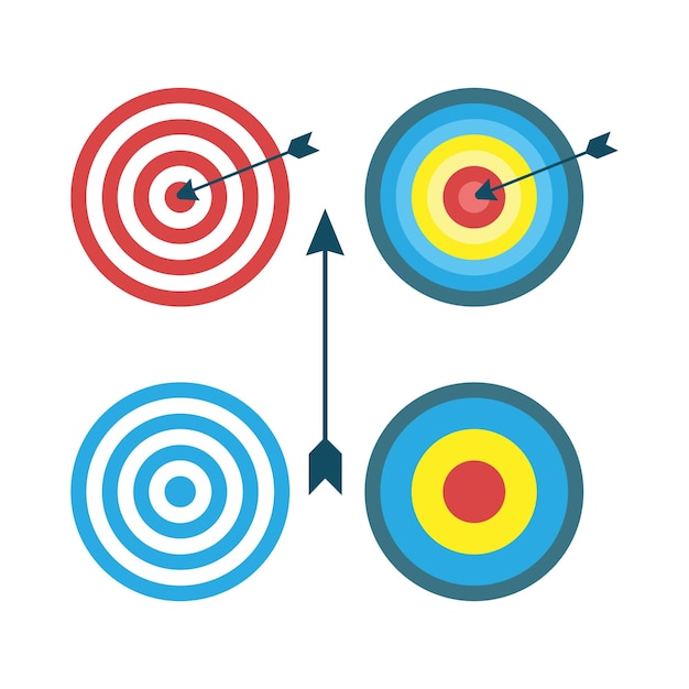 Vector set of targets in a flat style. vector image for web design on a white background.