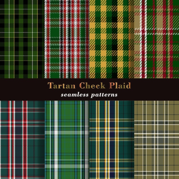 Insieme dei modelli scozzesi del plaid del tartan. texture per diversi tessuti. modelli senza cuciture.