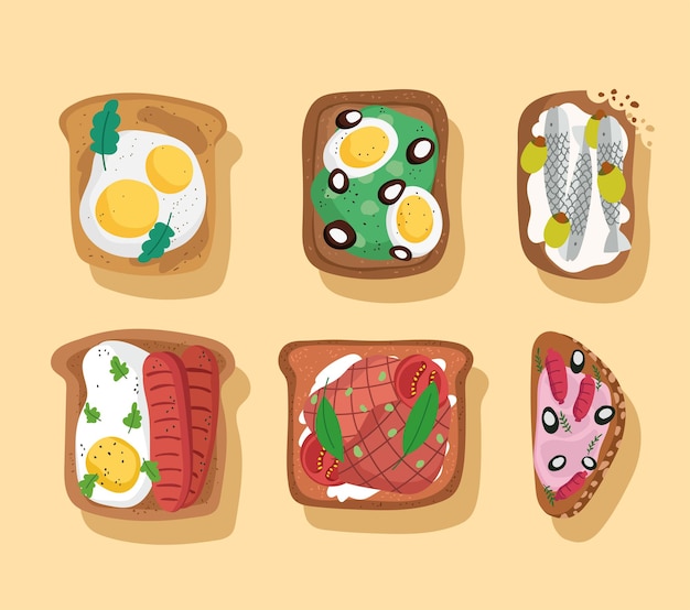 Vector set tasty breakfast