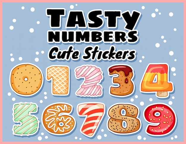 Set of tasty numbers symbols stickers