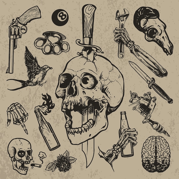 Set of tattoo element