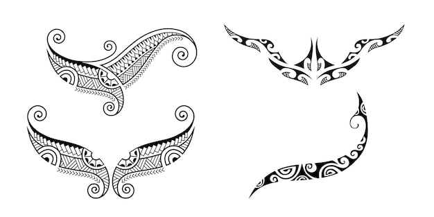 Set of Tattoo maori design Art tribal tattoo collection Vector sketch of a tattoo maori