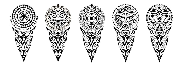 Vector set of tattoo sketch maori style for leg or shoulder