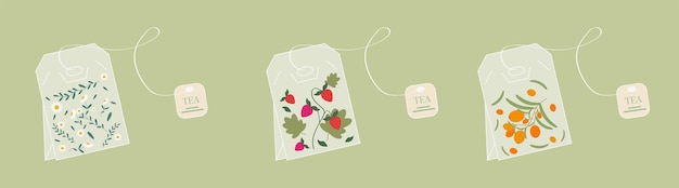 Vector set of tea bags. vector graphics