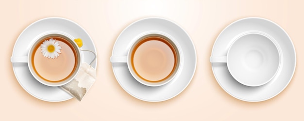 Vector set of tea cups