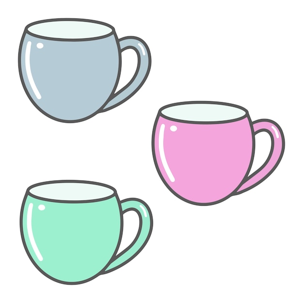 Vector set of tea cups