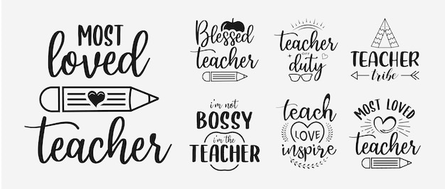 set of teacher lettering teachers day quotes for signs greeting card tshirt and much more