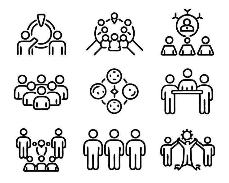 Vector チームワーク アイコン イラスト チームワーク チームワーク会議 ビジネスワーク コラボレーション グループ