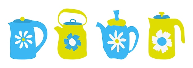 Set of teapots vector illustrations