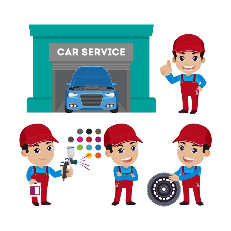 वेक्टर set of technician with different poses