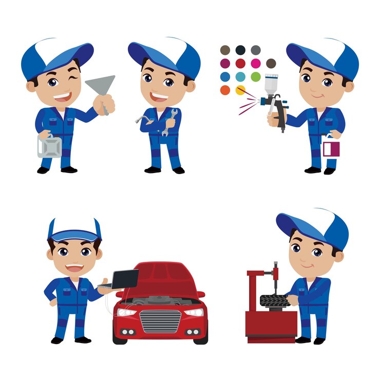 वेक्टर set of technician with different poses