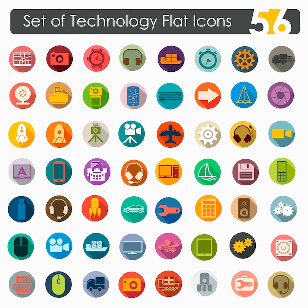 Set di icone piatte della tecnologia