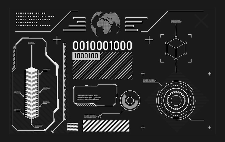 Vector set of technology hud elements