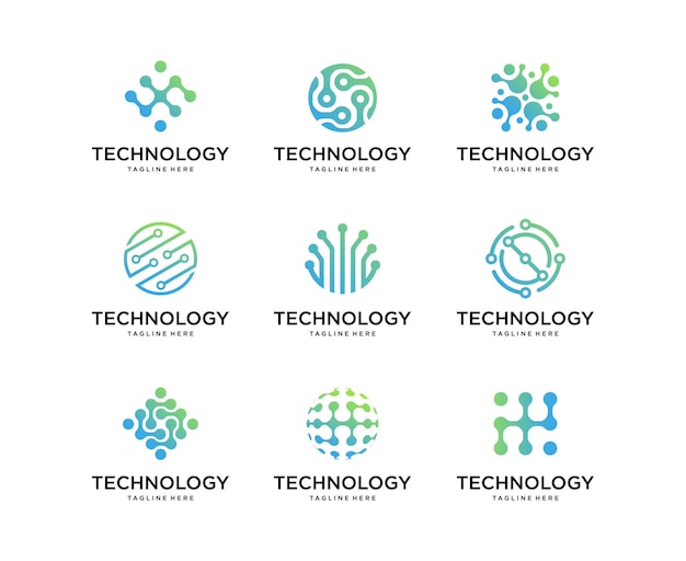 Vector set of technology logo design vector template