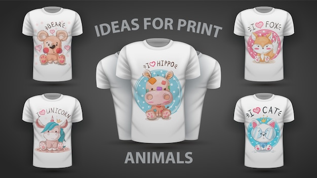 Set teddy animal - idea for print t-shirt