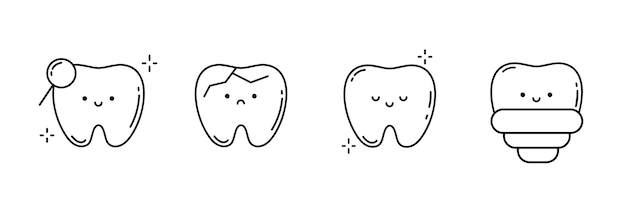 歯の歯医者などの歯のアイコンのセットきれいな保護治療 oralv のベクトル イラスト