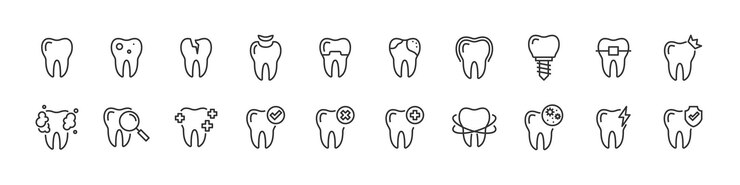 set of teetth icons dentist health care