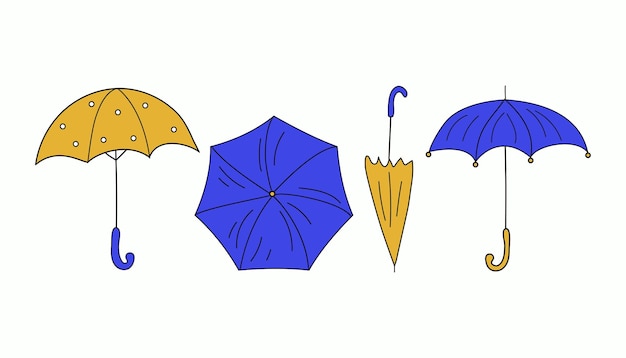 Set tekeningen van paraplu's