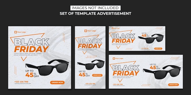 Vector set of template advertisement for black friday sale