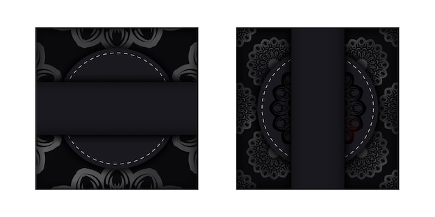 Set Template Congratulatory Brochure in black with gold abstract ornament