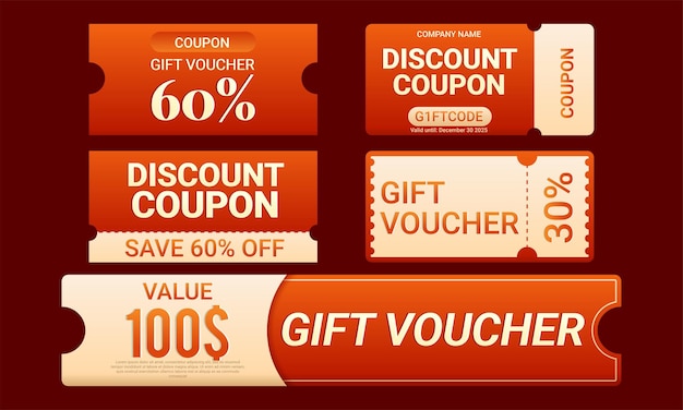 Set of template coupon vector illustration