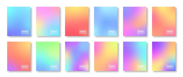 Vector set of template gradient soft color background design