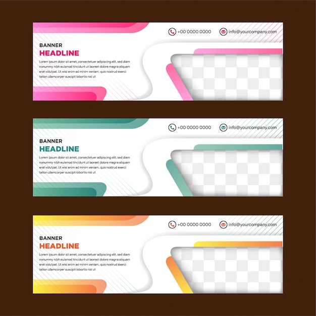 ベクトル 写真の斜めの要素を持つ白いwebバナーのテンプレートを設定します。