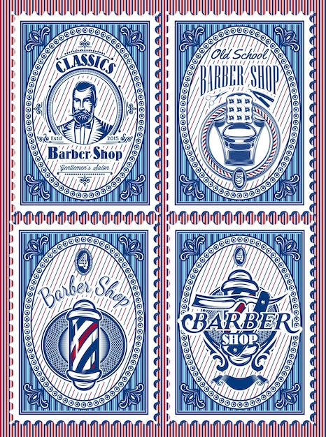 Vector set template of stamps with elements barbershop