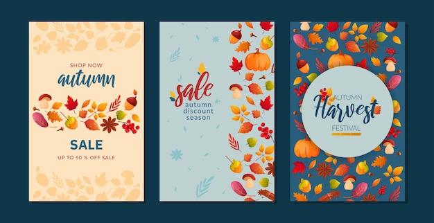 Set of templates for Autumn Harvest Festivals and Sales