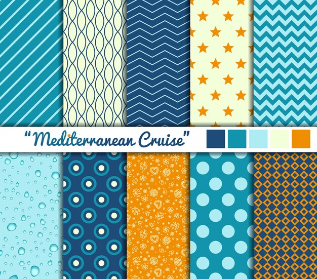 Set of ten simple seamless patterns