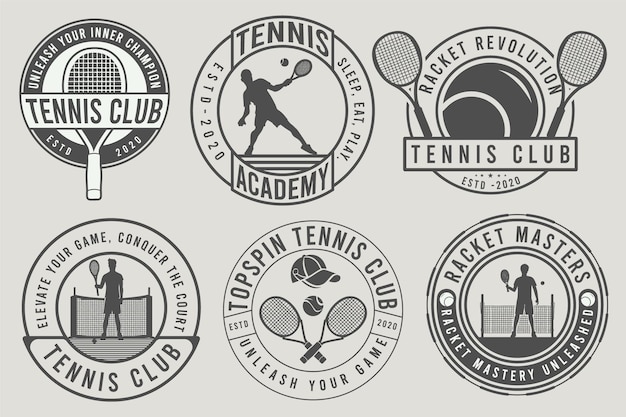 Vector set tennis club badges vector illustratie het concept voor shirt print stempel of tee