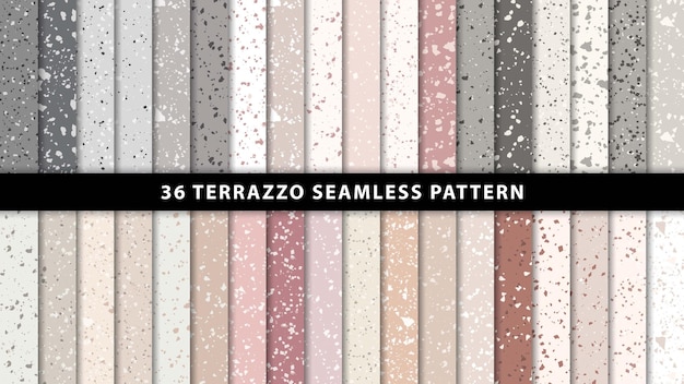 テラゾー大理石の床のシームレス パターンのセット