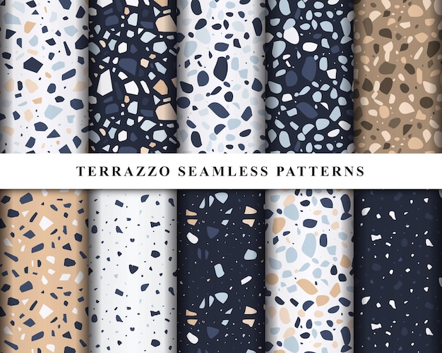 Set of terrazzo seamless patterns design