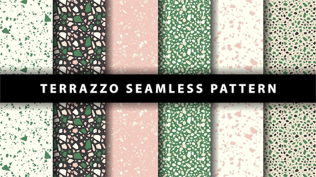 Vector set of terrazzo seamless patterns terrazzo floor pattern terrazzo seamless pattern collection of terrazzo pattern