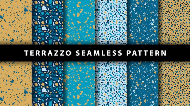 Vettore serie di modelli senza soluzione di terrazzo modello di pavimento di terrazzo modello senza soluzione di continuità di terrazzo raccolta di modello terrazzo