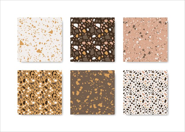 Vettore set di motivi senza giunture terrazzo motivo pavimento terrazzo motivo senza giunture terrazzo