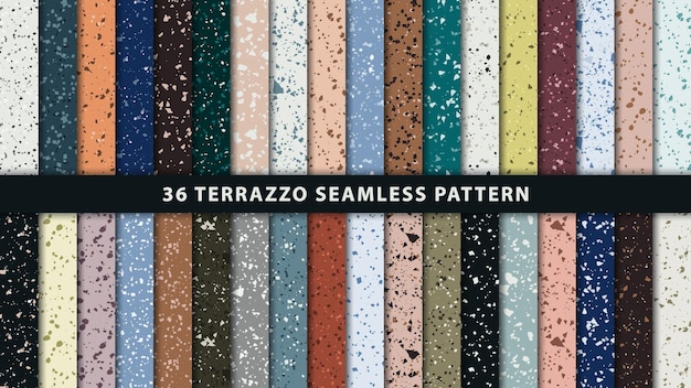 Set of terrazzo style seamless patterns. premium vector