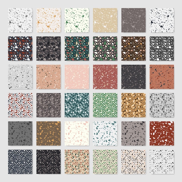 set of terrazzo style seamless patterns